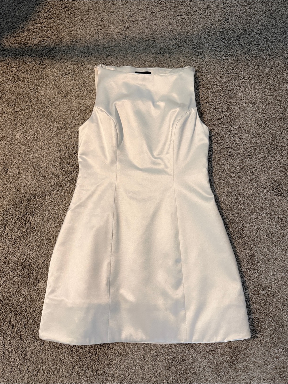 Retrofete Livie Cream High-Neck Satin Mini Dress - Medium